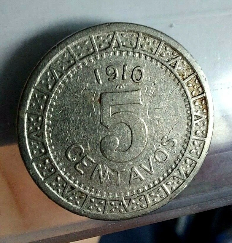 Мексика 5 сентаво 1910 экстра мелкие детали никель KM #421 - Изображение 2 из 4