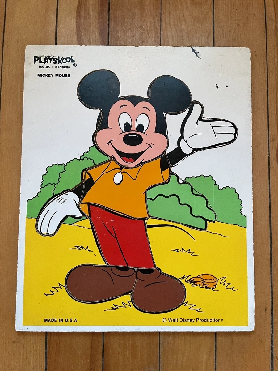 Vintage Playskool Mickey Mouse Walt Disney Wooden Puzzle