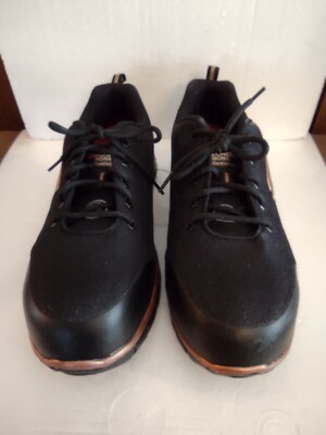 Women's SKECHERS Work Steel Tip Toe Black Rose Gold No Slip Size 11
