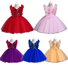 Christmas Flower Girls Tutu Dress Kids Bridesmaid Princess Pageant Party Dresses