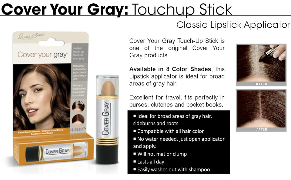 Barra de retoque de color de cabello gris Cover Your - 8 colores/tonos disponibles Foto 4 de 4