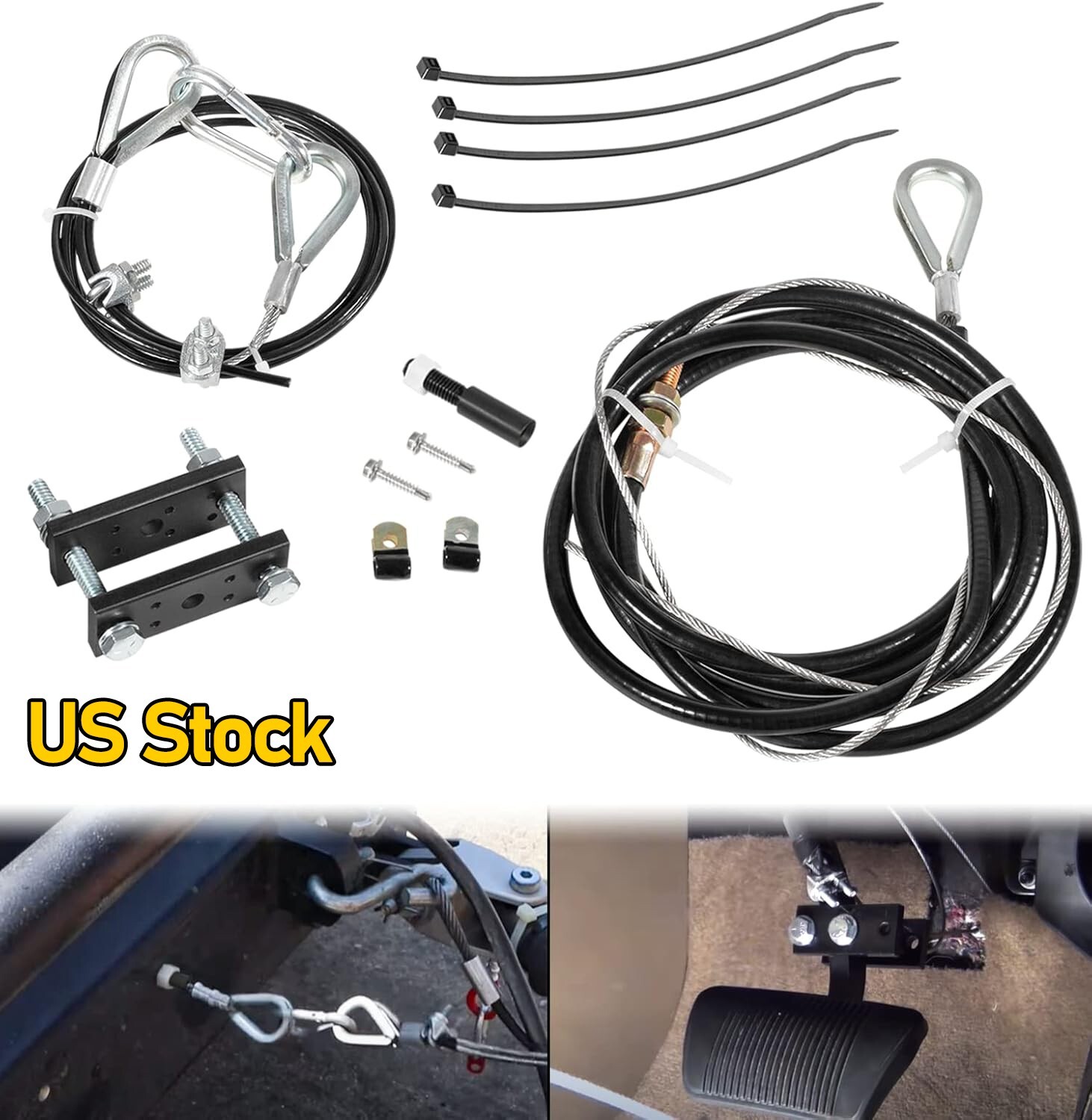 Trailer Brake System Extra Cable Kit, RV Tow Bar Ready Stop Cables, Connected wi