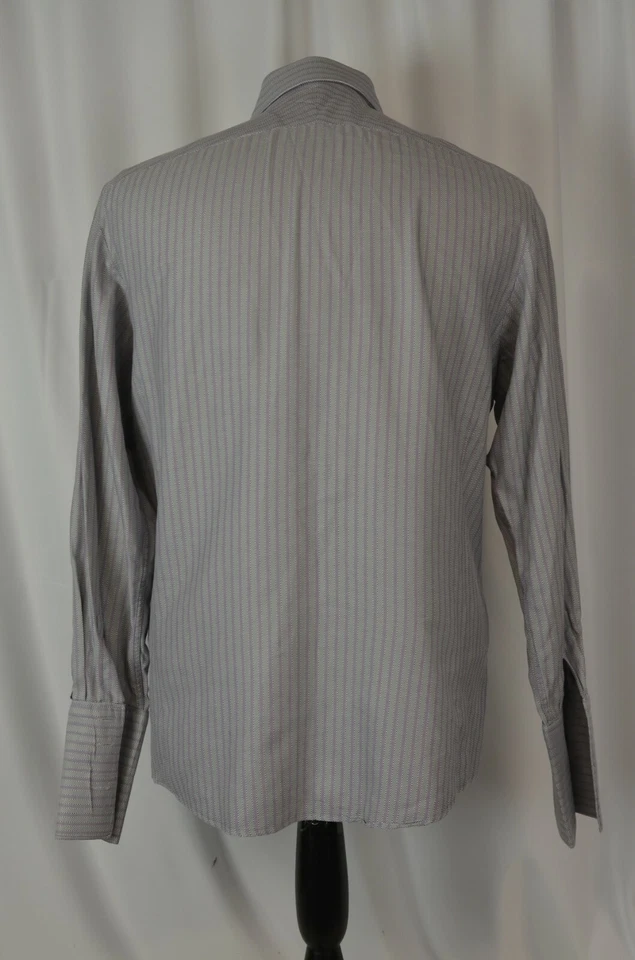 Camisa de vestir Thomas rosa para hombre talla 15 1/2 rayas abotonadas calce ajustado algodón genial Foto 4 de 4