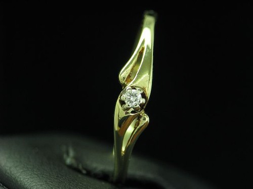 14kt 585 Gelbgold Ring mit Brillant Besatz / Diamant / 1,3g / RG 54 - 第 5/6 張圖片
