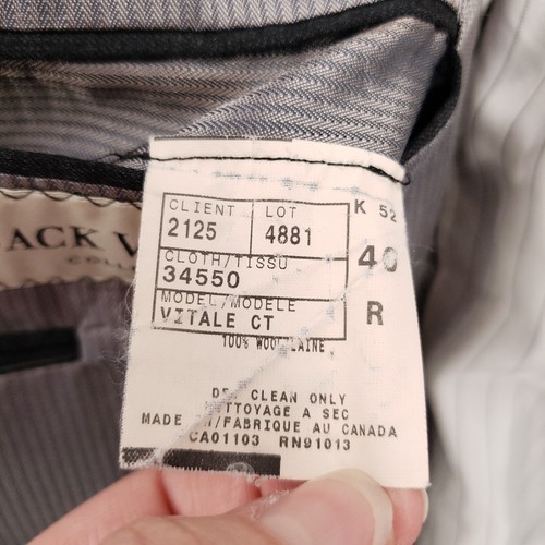 Jack Victor Vitale Suit Mens Size 40R Jacket Black Striped Pants 34x29 Two Piece - Picture 13 of 16