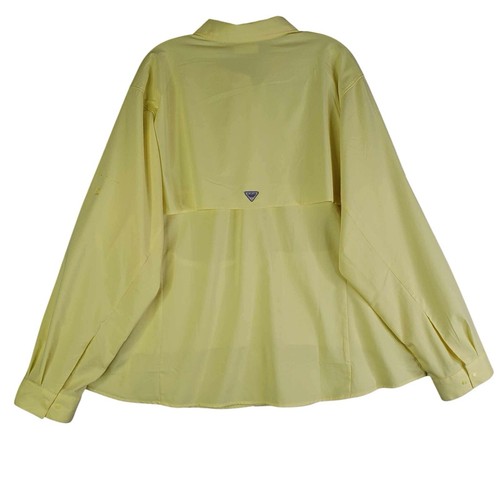 Columbia Shirt Mens Size 3X Yellow PFG Omni-Shade Long Sleeve Snap Button Fish - Picture 3 of 13