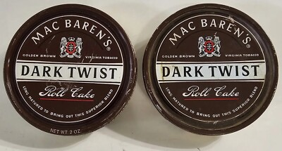 Vintage MAC BAREN'S DARK TWIST Tobacco Tins (Made in Denmark) EMPTY