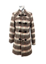 Liquid Brown And Orange Plaid Wool Blend Coat - Size 8