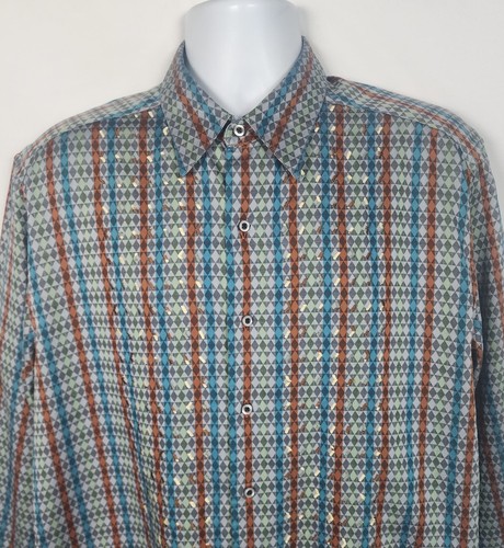 Robert Graham Shirt Mens L Long Sleeve Button Up Flip Cuff Embroidered - Picture 5 of 17