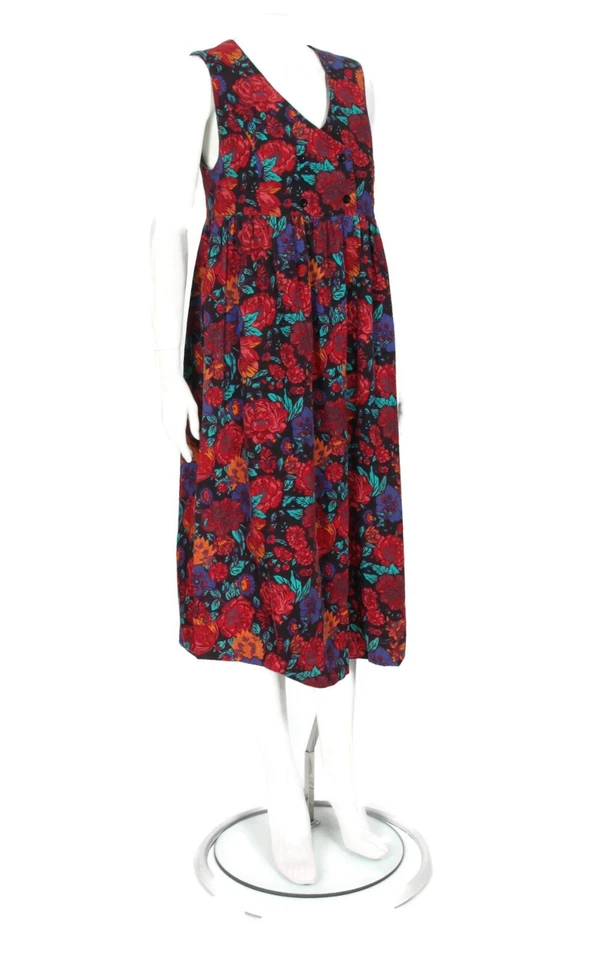 VTG LAURA ASHLEY Corduroy Dress Pinafore Jumper Cottage Y2K Floral sz 8 /961 - Image 3 of 4