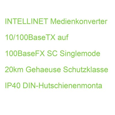 INTELLINET Medienkonverter 10/100BaseTX auf 100BaseFX SC Singlemode 20km Gehaeus