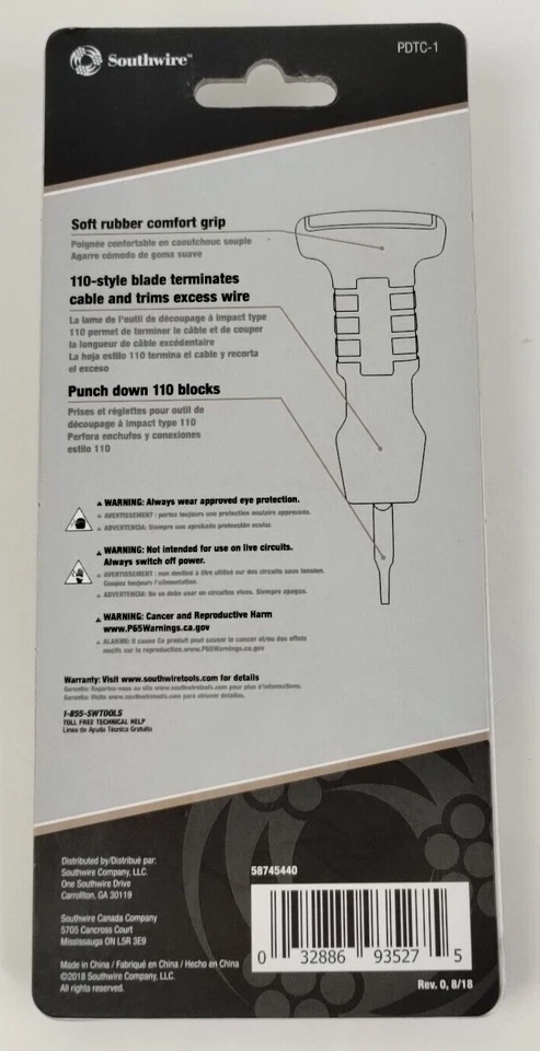 Southwire PDTC-1 Comfort Grip Punchdown Tool 110-Style NEW - Image 2 of 2