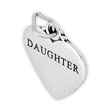 Daughter Double-Sided Heart 925 Solid Sterling Silver Charm Pendant MADE IN USA