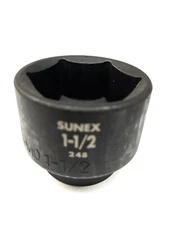 Sunex 248 1-1-2" 1/2" Drive 6 Point Shallow Impact Socket Standard Tools 6pt SAE