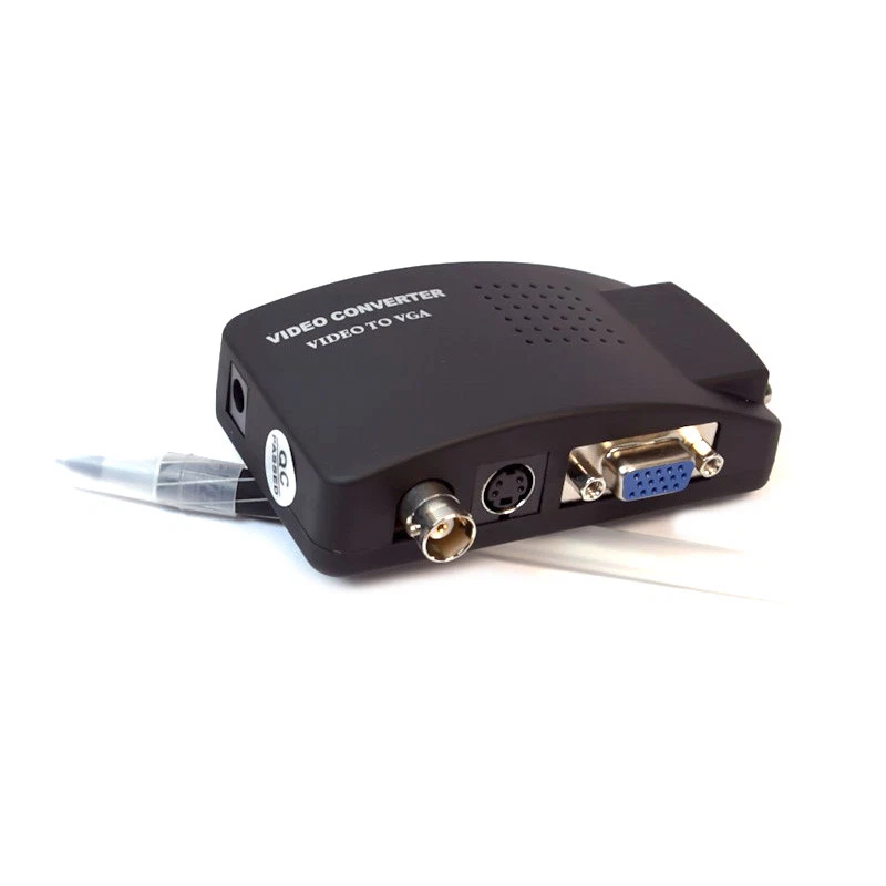 BNC to VGA Converter S-Video to VGA Monitor Video Signal Adapter Box - Image 3 of 4