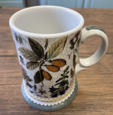 Deutscher Kaffeebecher Krug Stil von Kurt Hammer Pflanzenmotiv Keramik 15 Unzen Cramer