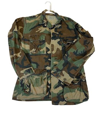 Vtg Army Camo Short Long Military Field Sleeve Cargo Pockets Jacket  Camouflage