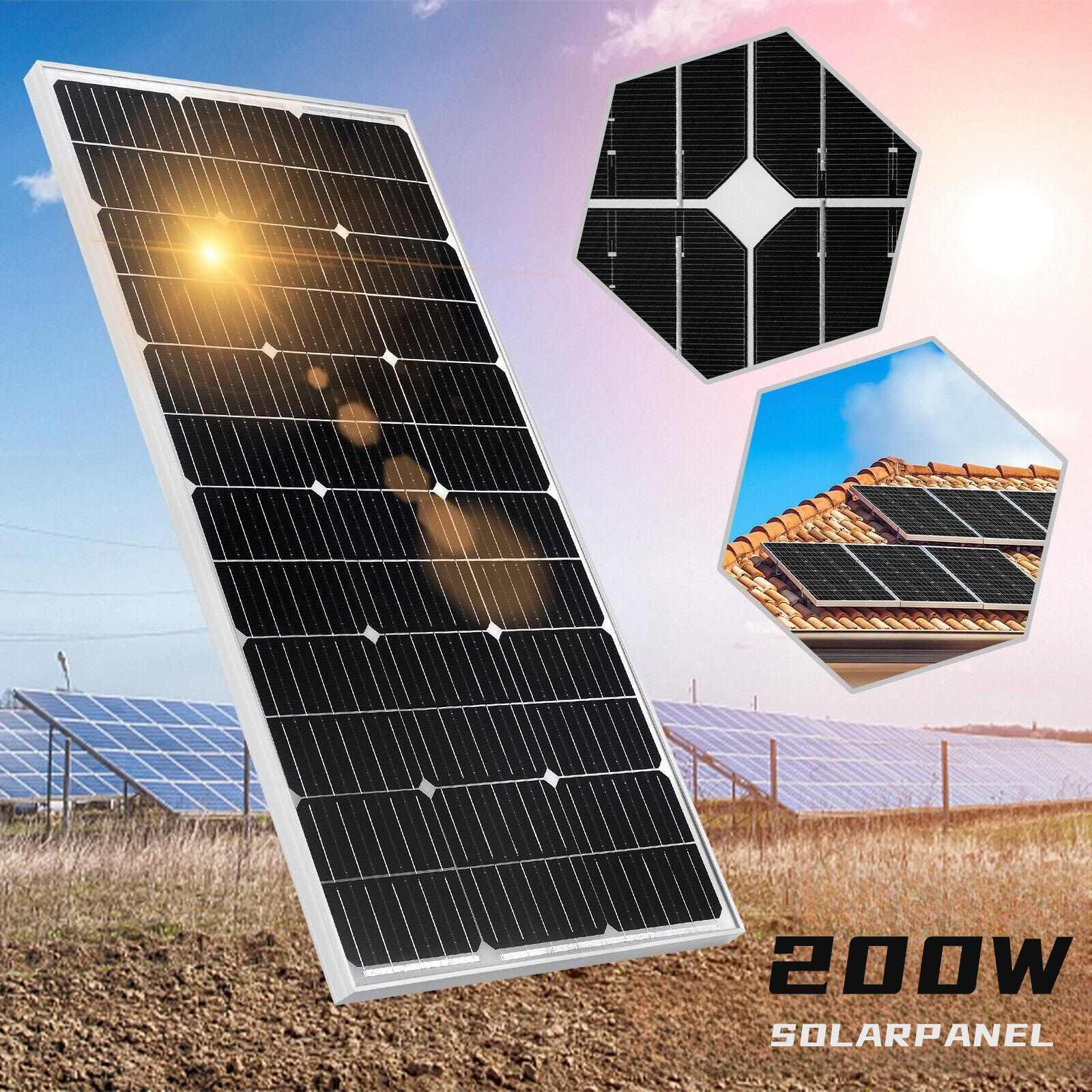 200W Mono Solar Panel for 12V Battery Charging Home Boat RV Off Grid