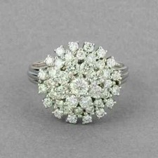 3.00Ct Round Cut Lab Created Diamond Cluster Wedding Ring 14k White Gold Plated