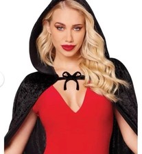 Spirit Halloween Black Velvet Hooded Cape Adult One Size Women s Costume NEW