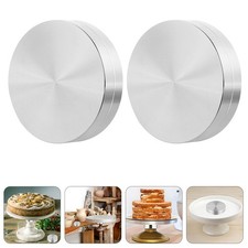 2Pcs Reusable Aluminum Turntable Base Bearings for Dining Table Plate Silver
