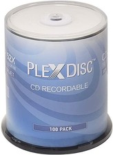 PlexDisc CD-R 700MB 52X White Inkjet Hub Printable Discs  100 Pack
