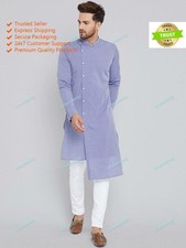 Men Cotton Indian Long Kurta Casual Shirt Ethnic Hippie Fashion Casual Dress