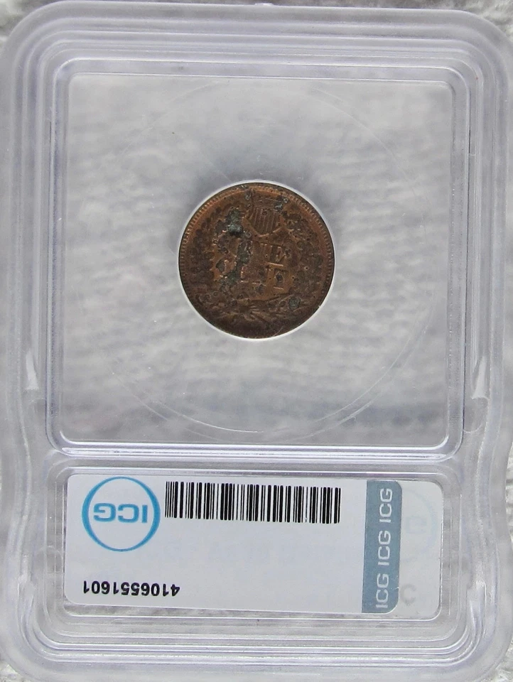 1877 Indian Head Cent Rare Key Date ICG VF 30 Detail Corroded Bold Liberty Shows - Image 2 of 4