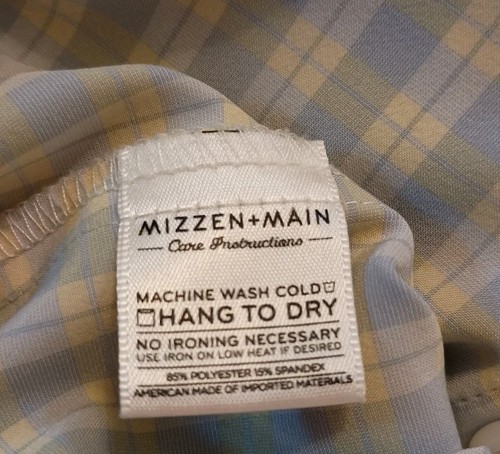 Mizzen + Main Leeward Hemd Herren Medium Trim Fit blau/gelb kariert Knopfleiste - Bild 7 von 10