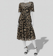 Eliza J Women Black Sequins Glitter Round Neck Short Sleeve Dress Size 12