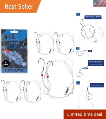 5 Pack Mustad Hi/Lo Saltwater Fishing Rigs - 3/0 Bait Hook Guaranteed Success