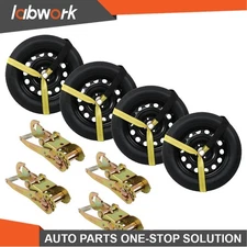 Car Tie Down w/ Snap Hooks Lasso Style 2"x 96" 4 Pack Classic Yellow 3300 Pound