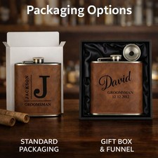Personalized Leather Hip Flask for Men, Custom Engraved Groomsmen/Bestman Gift