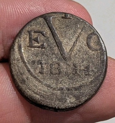 British East Indies Java 1 Doit VEIC 1814 ERROR Miss Struck Tin Coin_a151