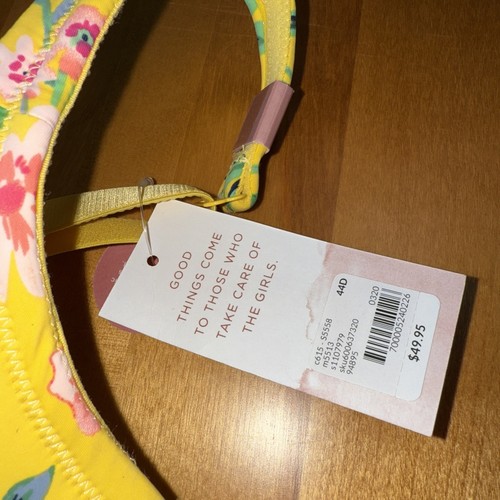 New Cacique Bra 44D Lightly Lined Balconette UW Underwire Yellow Floral NWOT - Picture 4 of 6