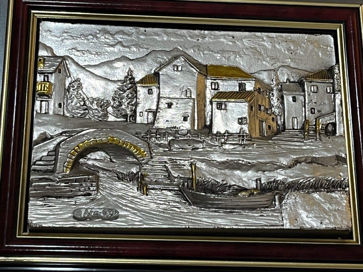 Vtg Creazioni Artistiche Italy Framed Mirror w/.925 Silver ARG