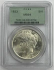 1923 US Silver $1 Peace Dollar PCGS MS64 Gen 2.3 Holder