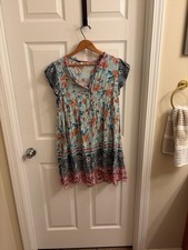 Umgee Floral Boho V-Neck Babydoll Dress with Pockets