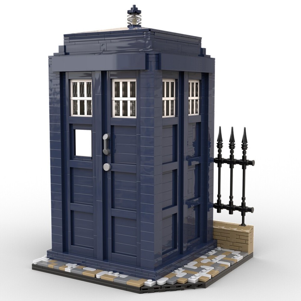 Blue Telephone Booth Model Building Blocks Call Box MOC Bricks Toys ...