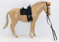 Marx Johnny West Poncho Pony Horse Great Condition w/ Saddle  Bridle Palomino