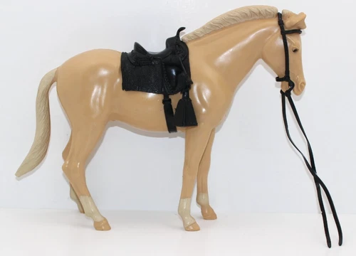 Marx Johnny West Poncho Pony Horse Great Condition w/ Saddle & Bridle Palomino
