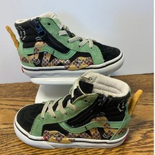 Vans Sk8-Hi Reissue V Toddler 8.0 Snake Green Black High Top Sneakers Zip 721454