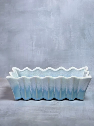 Vintage Blue Drip Glaze Rectangular McCOY Pottery Planter/Bulb Dish 8.75"