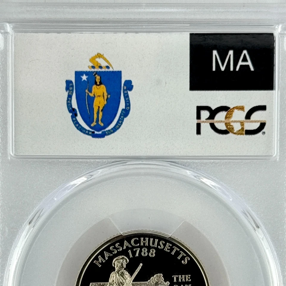 Massachusetts Quarter PR 70 DCAM PCGS Clad 2000 S Best Top Grade 25c State Flag - Image 2 of 4