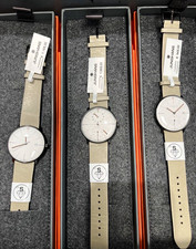 Junghans max bill Automatik Armbanduhr Datum weißes ZB Lederband beige Box