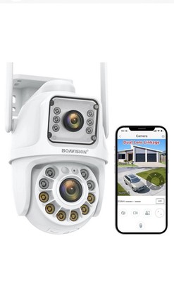Dual Lens Linkage Security Camera Outdoor,Wireless PTZ Dual Screen Camera,360...