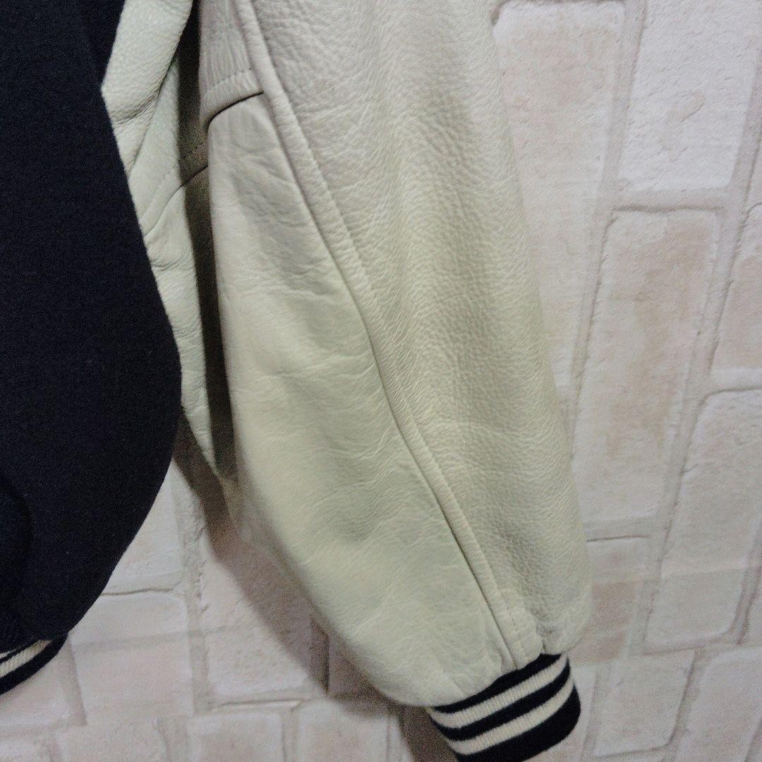 Design stadium jacket leather black patch embroid… - image 11