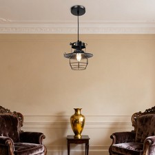 Farmhouse Ceiling Light Fixture Rustic Industrial Iron Cage Hanging Pendant Lamp