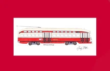 Pittsburgh Railways Company PCC Car  11"x17" Matted Print Andy Fletcher signed