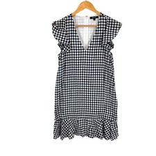 Madewell Gingham Ruffle Mini Dress Cotton Flutter Sleeve Sz 4- Cottagecore